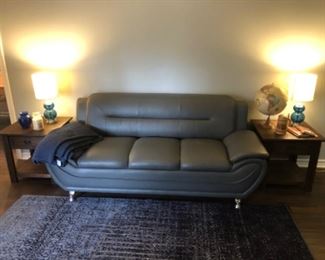 Almost new living room sofa, loveseat, and two tone chair.