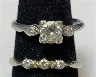 Platinum engagement ring and 18k wedding band