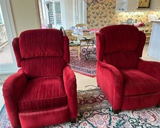Red upholstered recliners