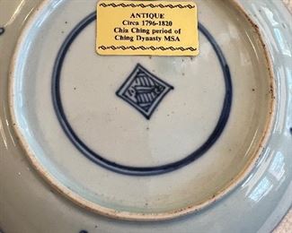 Ching Dynasty blue white plate