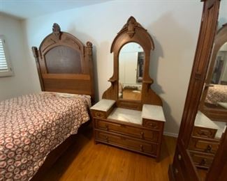 Victorian Bedroom Set is available for Presale. Please Call Mimi at 562-254-2597. Bed is a Full (mattress and box spring not for sale)
