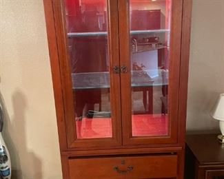 Lighted Display Cabinet With Drawers