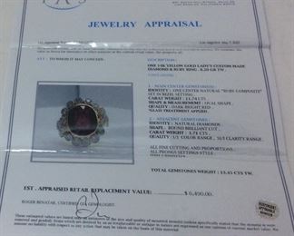 14KT YELLOW GOLD RUBY & DIAMOND RING, SIZE 7, 11.74ct RUBY, 1.71ct DIAMONDS, 8.2g, IAS APPRAISAL $6490,