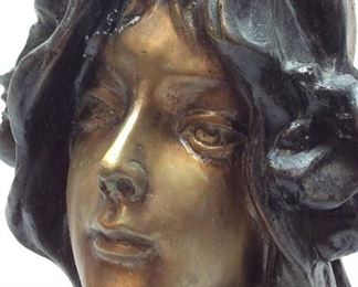 VINTAGE BRONZE IRIS SCULPTURE BY EMMANUEL VILLANIS, 20''H