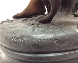 ANTIQUE AUGUSTE MOREAU BRONZE FRIENDS FOREVER 25''H