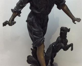 ANTIQUE AUGUSTE MOREAU BRONZE FRIENDS FOREVER 25''H