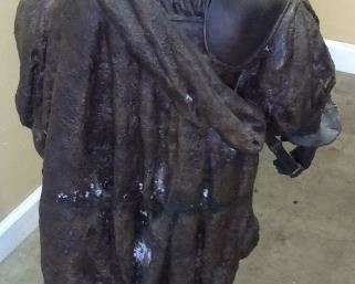 (1851-1918) CHARLES VALTON BRONZE SCULPTURE STANDING MAN, WITH SWORD & BOOK, 46'' EST. 70LBS, 