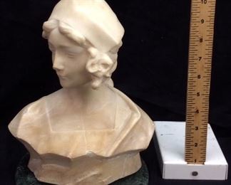 VTG. MARBLE ALABASTER BUST OF A GIRL