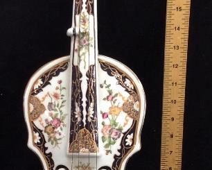 VTG. PORCELAIN FLORAL DECORATED VIOLIN