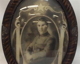 ANTIQUE OVAL MILITARY PHOTO BUBBLE GLASS