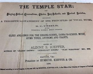 1886 THE TEMPLE STAR MUSIC BOOK