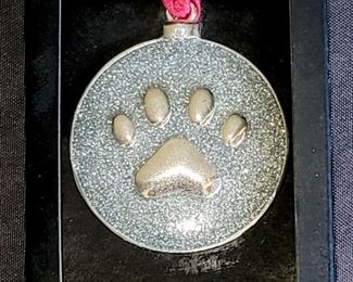Harvey Lewis paw print ornament with Swarovski crystals
