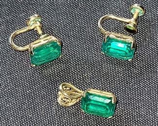 Gold plate earrings and pendant set