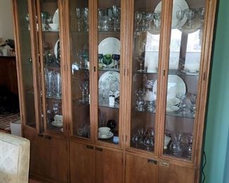 Mid-century Modern Pecan Triple china cabinet - yet it's not too big!