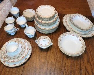 Vintage Tirschenreuth China. "The Elgin". Bavaria. 8 - 5 piece place settings plus serving pieces.