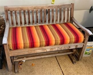 Outdoor wood patio glider