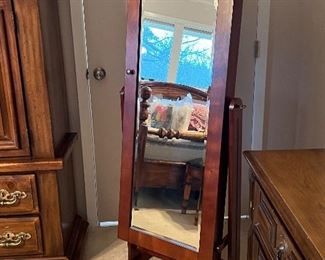 Stand Mirror with interior jewelry holder