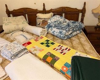 Vintage quilt and linens