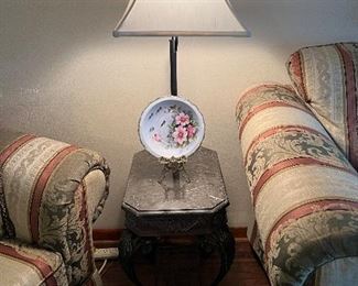 Marble top side table with attached light