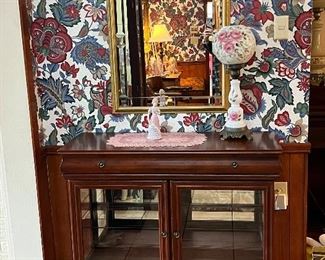 China Cabinet with Silverware drawer & Parlor Lamp