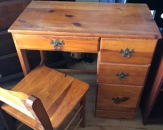 Vintage Pine left handed desk and matching chair 