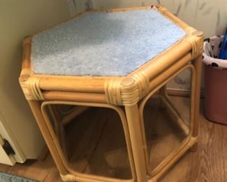Rattan octagon side table 