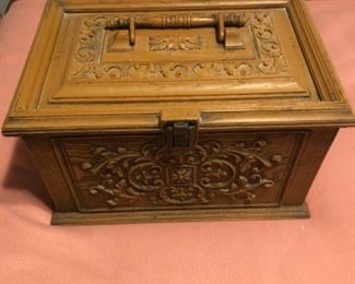 Vintage Ornate Sewing Box, brown mediterranean 