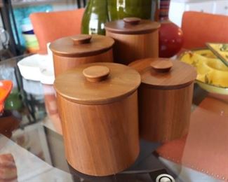 Vintage MCM Gladmark Midcentury Teak Wood Kitchen Jars Containers Burbank CA