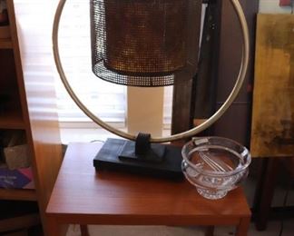 Dalou Rustic Metal Table Lamp & Waterford Crystal Bowl 