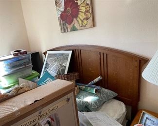 Old wooden queen sized headboard, oak, appears to be old