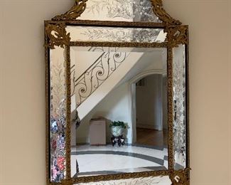 Pair of French Baccarat Crystal hand etched mirrors with ormolu trim  (c. 1890)