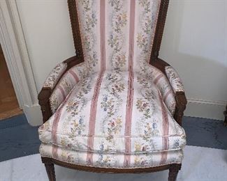 Pair of antique upholstered arm chairs