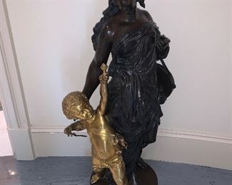 French neoclassical style patinated bronze figural sculpture (c. 1870) 33'h x 18'w x 12"d