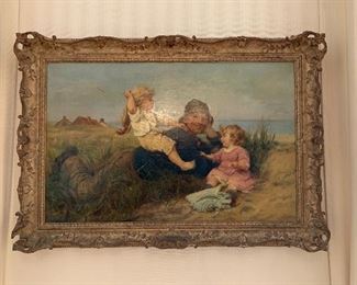 Frederick Morgan (1847-1927) oil on canvas 22.5"x35" "By the seaside"