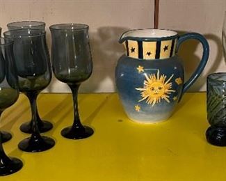 029 Blue Wineglasses Inspirado Seattle Pitcher