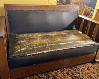 114 Antique Mission Style Convertible Sofa