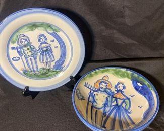 120 MA Hadley Serving Plate And Bowl Farmer Wnd His Wofe