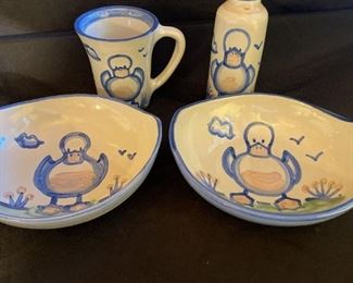 134 MA Hadley Duck Bowls Tall Mug And Soap Dispenser