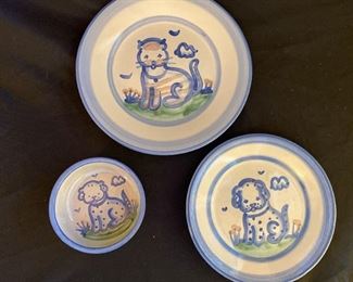 141 MA Hadley Cat Dog Plate and Bowl