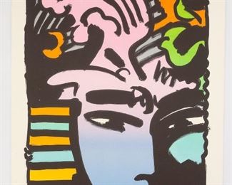 Peter Max Pop Art Lithograph Print "Aztec Man" H/C Hors de Commerce Signed Dated 1973