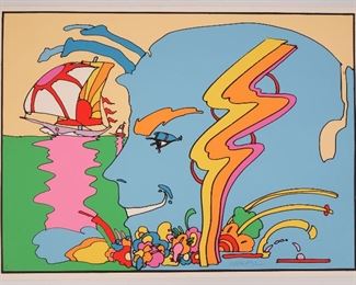 Peter Max Pop Art Art Mystic Sailing Serigraph Print 1972 Artist Proof on Arches w Gallery Stamp