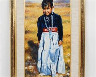 Jim Schaeffing Signed Original Painting of Native American Girl "Her First Ceremonial"