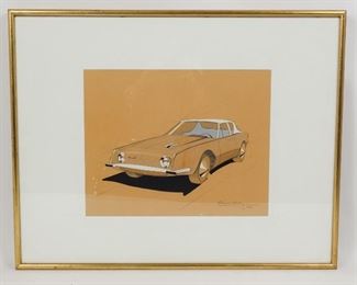 1961 Signed Raymond Loewy Studebaker Avanti Sports Coupe Sketch 