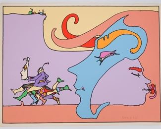Peter Max Pop Art Serigraph Print Getting There Quickly 1972 Gallery Stamp HC/XXVII
