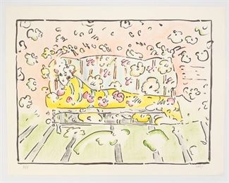 Peter Max Pop Art Serigraph Print Lady on Couch Yellow 1973 Artist's Proof Signed