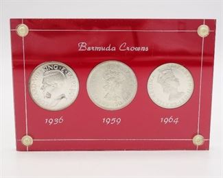 Three Coin Silver Bermuda Crown Specimens 1936, 1959, 1964