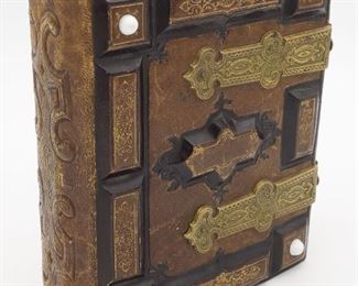 Antique Victorian 1867 Gilt Leather Bound Brass CDV Album w 50 Identified Sitters incl Civil War