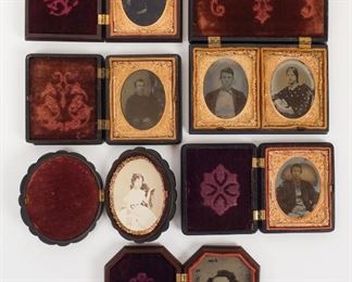 6 Antique Union Cased 19c Photographic Images Incl Double Marriage Portrait