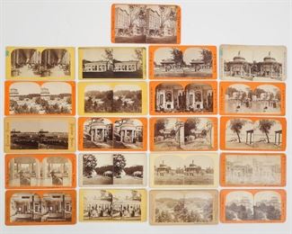 Antique Lot 21 Saratoga Springs NY Real Photo Stereoviews Congress Hall, Racetrack, Geyser
