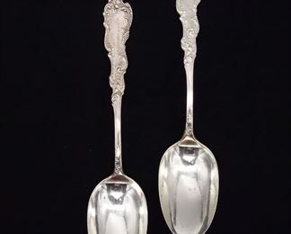 Antique Pair Sterling Silver Frank W Smith Place Spoons from Estate of Frederick Remington